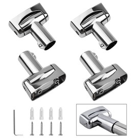 UFURMATE Shower Curtain Rod Bracket 4Pcs Zinc Alloy Shower Curtain Rod Single Swivel Flange Easy Installation Heavy Duty Curtain Rod Wall-Mount 180° Rotation Bracket with Screws