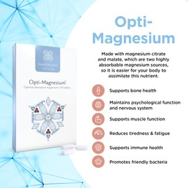 Healthspan Opti-Magnesium | 90 Tablets | for Bone & Muscle Support | Maintains Psychological Function and Nervous System | Easily Absorbed | Added Vitamin D3 | Inulin | Vegetarian
