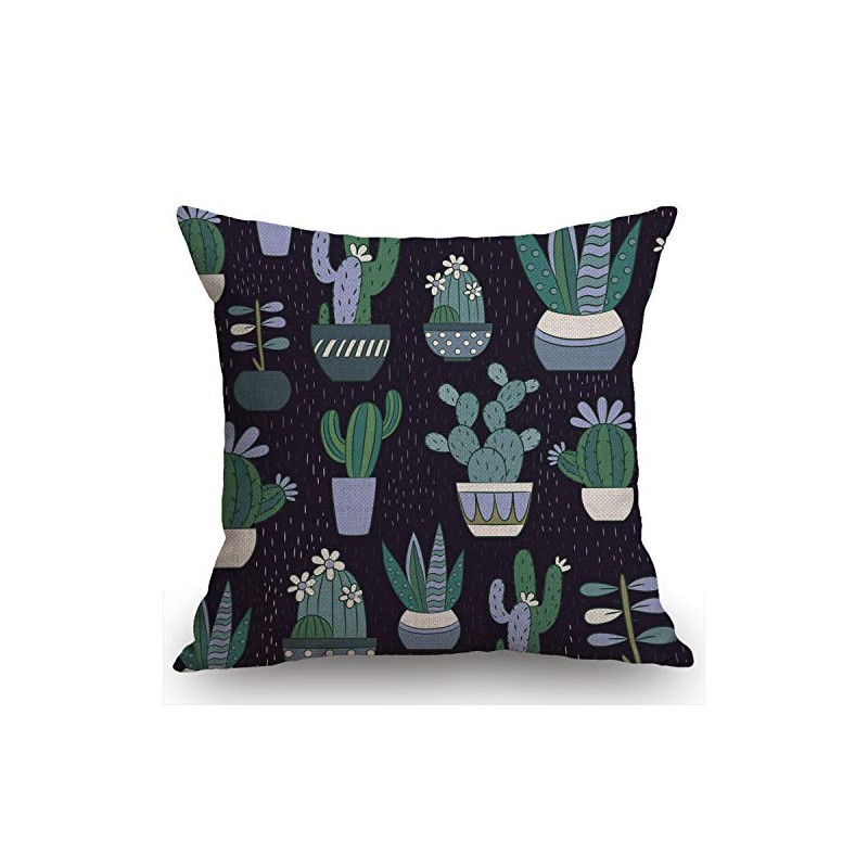 Swono Cactus Cotton Linen Square Throw Waist Pillow Case Decorative
