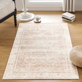 Pink Boho Font Door Mat for Indoor Entrance Washable Non Slip Cute Vintage Floral Aesthetic 4x6 Area Rugs for Entryway Entry