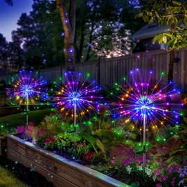 colcutee 4 Pack Solar Firework Lights 200 LED Create Magical Nights, Waterproof Starburst Fairy Lights for Garden Yard Patio Christmas Romantic Wedding Party Decor(Color)
