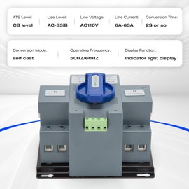 110V 63A 2P Automatic Transfer Switch, Dual Power Automatic Transfer Switch 50HZ/60HZ, Generator Changeover Switch