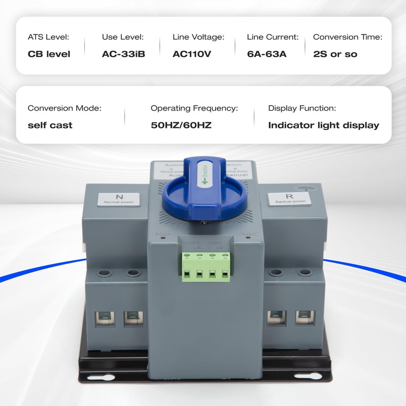 110V 63A 2P Automatic Transfer Switch, Dual Power Automatic Transfer
