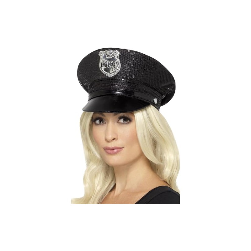 Fever 46988 Black Sequin Police Hat