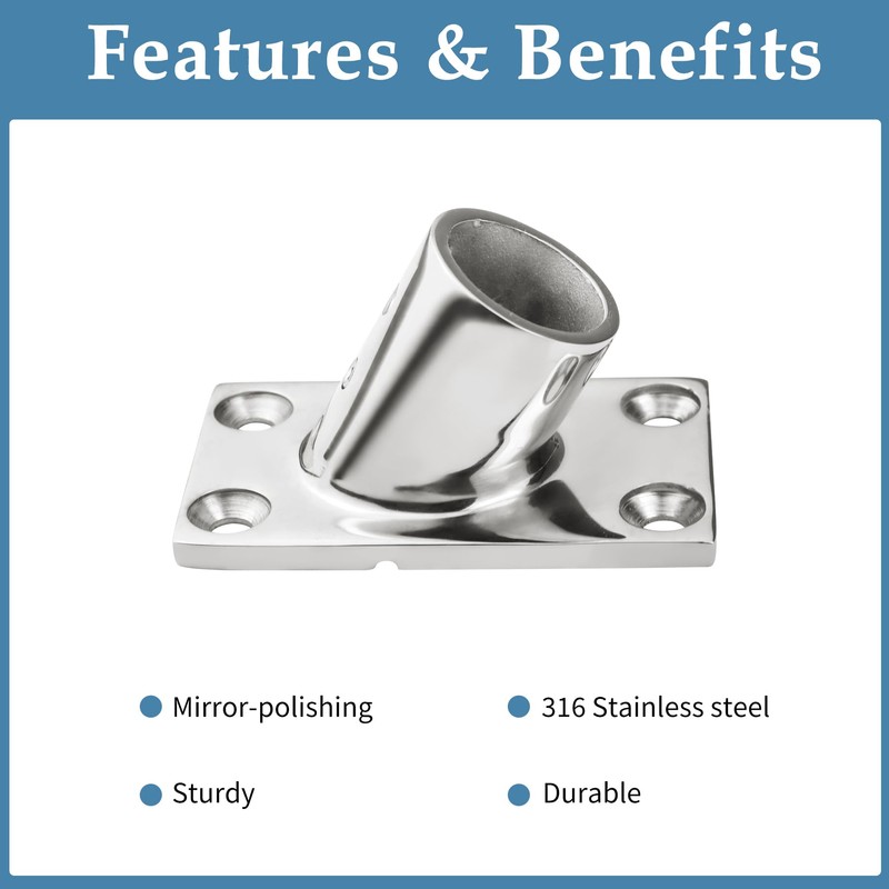 YANYUCB Boat Hand Rail Fittings,316 Stainless Steel Rectangular 60 Degree