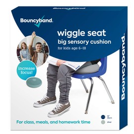 Bouncyband – Wiggle Seat – Silver, 13” D – Large Sensory Cushion for Kids Ages 6-18+ – Promotes Active Learning, Improves Student Productivity, Includes Easy-Inflation Pump