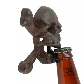 Unbranded Pirate Skull Crossbones Beer Bottle Opener Cast Iron Biker Danger Wall Mounted