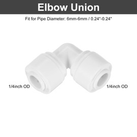 sourcing map 6Pcs Push to Connect Fittings, 1/4" OD x 1/4" OD Air Hose Fittings Tube&Hose&Pipe Quick Connect Fitting Plastic 90 Degree Elbow Union Coupling for RO Water System, White (6-6mm)