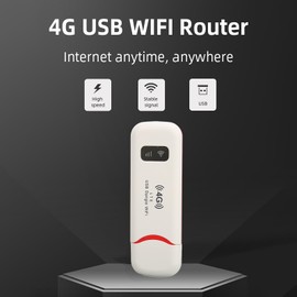 Portable WiFi, 4G LTE USB Portable WiFi Router Pocket Mobile Network Hotspot, Up to 10 Device, Plug and Play, for Home Travelling Office, White