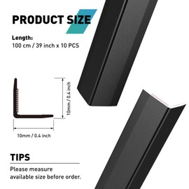 FCSOTSPS Tile Edge Trim,10Pack x 39 Inch Peel and Stick Aluminum Tile Trim, Self Adhesive Tile Trim Edging, Metal Tile Edge Trim for Kitchen Backsplash,Mirror Frame, Furniture, Matte Black