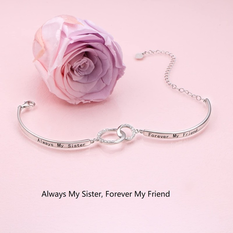 925 Sterling Silver Infinity Inspirational Bracelet With Love Message"Always My
