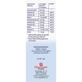 Doppelherz System Coenzyme Q10 100 + Vitamins - With Vitamin B1 and Vitamin B12 as a Contribution to the Normal Function of Energy Metabolism and Nervous System - 60 Capsules
