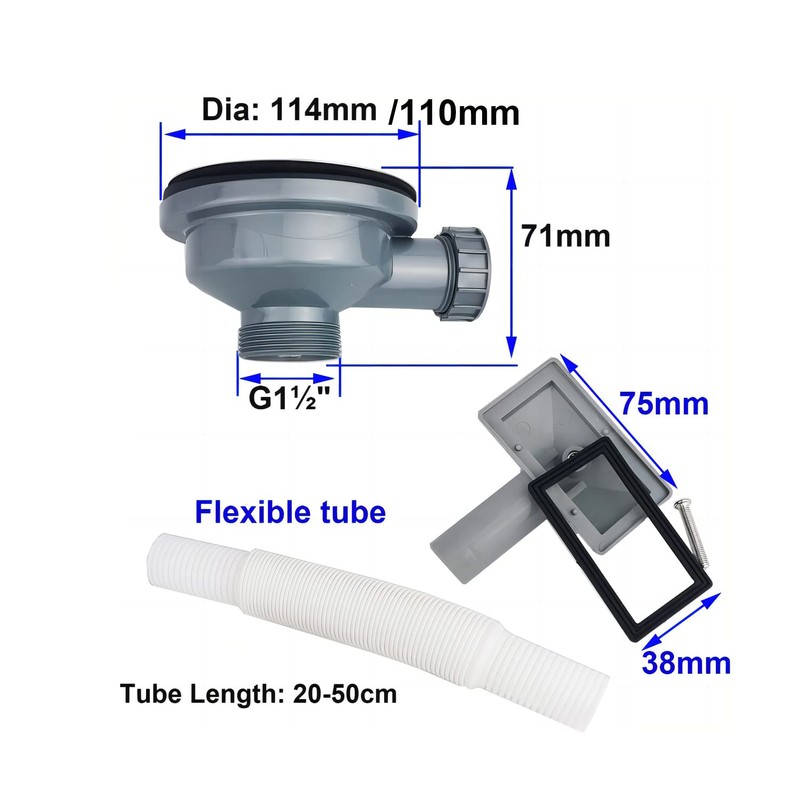 Qrity 114mm Kitchen Sink Waste Fittings 1½" Basket Strainer Waste