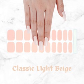 StreetKitty Semi Cured Gel Nail Strips, Classic Gloss Collection, 20 pcs Salon-Quality Gel Nail Wraps, Last up to 3 weeks, Vivid Glossy Colours Pallet (1, Classic Light Beige)