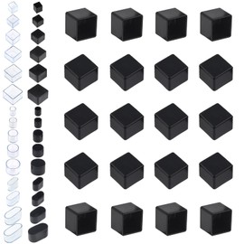 Rustark Square Chair Leg Floor Protectors Square Rubber Furniture Leg Caps Dining Room Table Chair Leg for Patio Indoor Chair Table Bed (Black, 25mmx25mm)