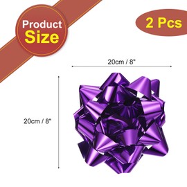 MECCANIXITY 8 Inch Large Gift Bow Self Adhesive Metallic Christmas Bows Purple for Gift Wrapping, Present Baskets, Party Decoration, Holiday, Wedding 2Pcs