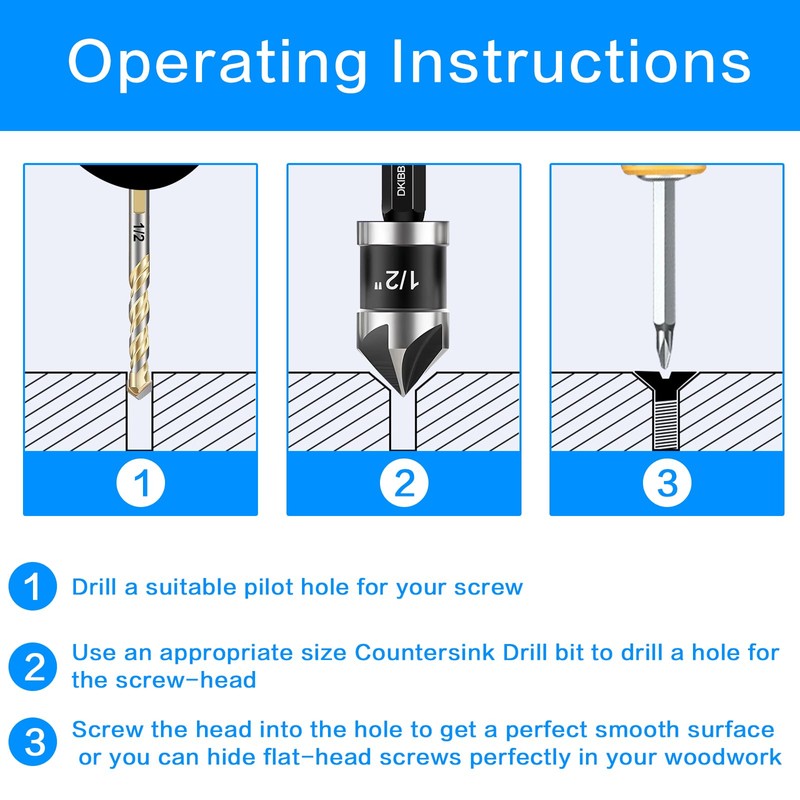 Countersink Drill Bit Set 5-Piece, M2 HSS, 82 Degree, 5