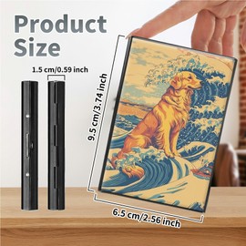 SROJDHFJB Metal Credit Card Holder RFID Blocking, Wave Dog Slim Mini Aluminum Wallet Hard Case for Men & Women, Small Business Card Case Card Organizer Case Holds 12 Cards & Bills