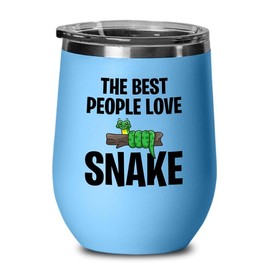 Snake Lovers Blue Edition Wine Tumbler 12oz - Best People Love Snake - Exotic Tropical Pet Reptiles Lizard Snake Turtle Geckos Tortoise Breeder Camouflage