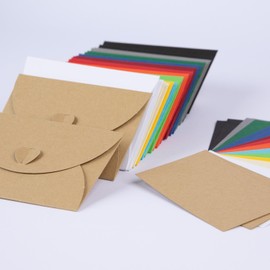 PresentFill® 25 Mini Envelopes with Cards - Azure Blue - Small Envelopes Mini with Heart Closure and Blank Cards Made from 100% Recycled Kraft Paper to Design and Write Yourself