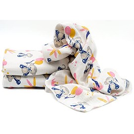 Clevere Kids Muslin Cloths Printed Stars and Animals Pack of 3 Absorbent Burp Cloths 70 x 80 cm Oeko-Tex (Cheeky Monkey Pink-Navy)