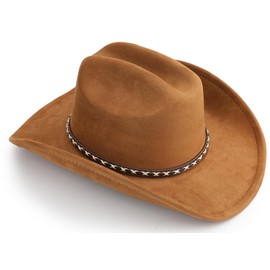 BESOOGII Western Cowboy Hat for Women and Men, Unisex Big Wide Brim Felt Hats for Cowboys and Cowgirls (US, Alpha, Large, Brown)