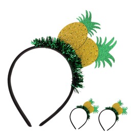 FOMIYES 3PCS Pineapple Crown Headbands with Glitter Tinsel Playful Hawaiian Fruit Hair Hoops for Luau Party Tropical Birthday and Beach Vacation Accessories for Family Fun