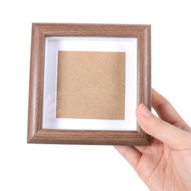 Alrhso 4 x 4 Inches Shadow Box Picture Frame Walnut Solid Wood Picture Frames Hangable Shadow Box Display Frame for Photos Medals Memorabilia