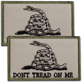 Bluyellow Parche Don't Tread On Me 2 Piezas, Parche Bordado Bandera Gadsden, Parches Tácticos Militares con Gancho y Bucle para Mochilas, Chalecos Tácticos, Arnés para Perro, Diseño Subdued, 5x8 cm