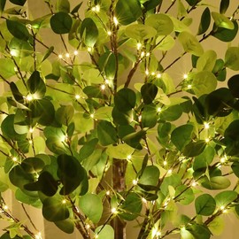 Lighted Eucalyptus Tree 5FT 162 LED Artificial Tree for Decor Inside and Outside Home Patio Wedding Festival Christmas Decoration Warm White