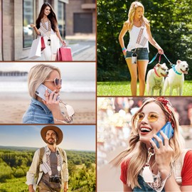 XANGNIER Clip and Go Strap for Phone with Wallet Crossbody, Phone Strap with Zippered Wallet, Adjustable Anti Theft Cellphone Lanyard for Women, Cellphone Chain Accessories,Multicolor 2