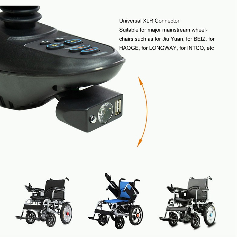 Electric Wheelchair Light 3 Pin XLR Head USB Charging Adjustable
