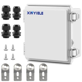XINYIELE Waterproof Outdoor Project ABS Plastic Junction Box IP67 Weatherproof Dustproof Enclosure with Hinged Cover, Mounting Plate,Wall Brackets for Power Project (5.9"X5.9"X3.5")
