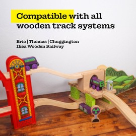 3 Level Wooden Bridge and Train Tunnel - Zany Trains - Toxic Turnpike - Viaduct Arch Bridge - Wooden Train Tracks Compatible with All Major Brands - Wooden Train Set Accessories Table