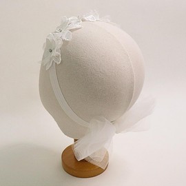 Delicate Floral White Baby Headband, Handmade Lace Flower Crown with Rhinestones, Soft Stretchy Band for Infant, Toddler, Baptism, Christening, Special Occasion Hair Accessory (White, One Size)