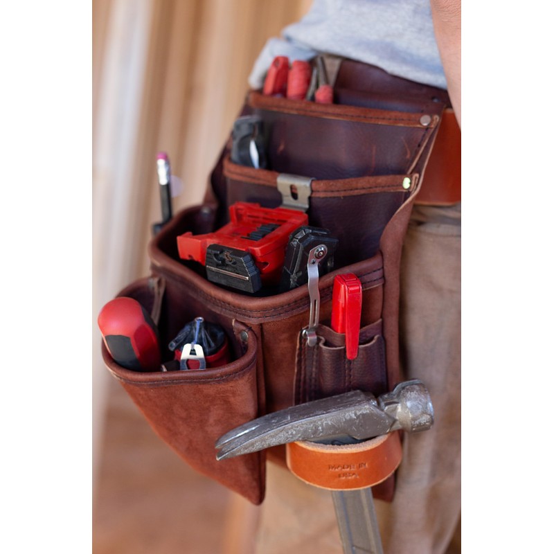 Heavy Duty Tool Pouch - All Leather - Reinforced Seams