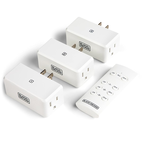 BLACK+DECKER Wireless Remote-Control Outlet, Pack of 3 Outlets, 1 Remote