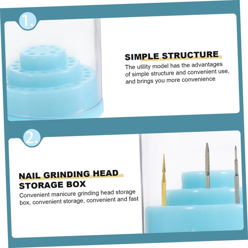 BIUDECO 2pcs Grinding Bits Storage Box for Nail Salon Nail