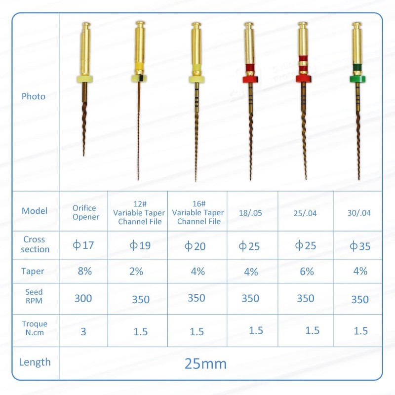 COXO & SOCO 6Pcs 25MM Lima de Conducto Radicular Dental