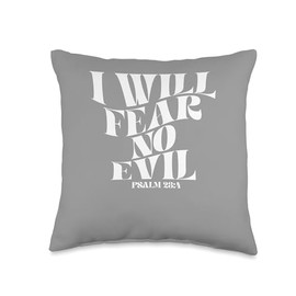 Retro Groovy Faith Psalm 23 4 I will Fear No Evil Chritian B Throw Pillow
