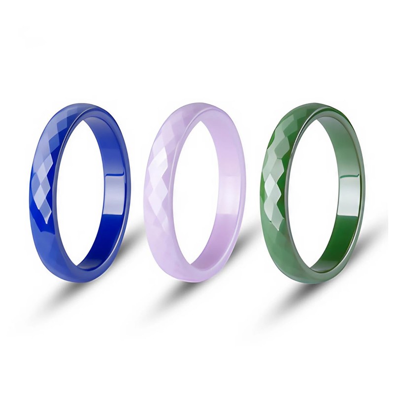 Pinannie 4 Pack Hypoallergenic Ceramic Rings For Women Black and