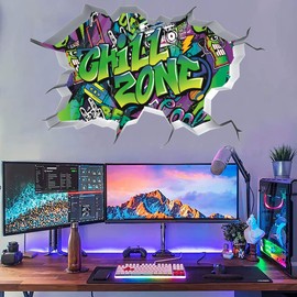 TOARTI 3D Graffiti Wall Sticker Teenager's Room Saying Chill Zone Wall Sticker Teenager Girls & Boys Graphiti Cool Wall Sticker Teenagers Room Decoration