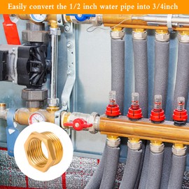 4 Pieces Reducer Adapter, Brass Thread Adapter Hex Water Pipe Reducer Fittings 1/2 Female to 3/4 Male Adapter for Hose Connector