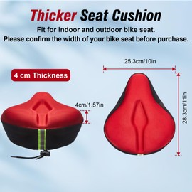 Zacro Bike Seat Cushion - Gel Padded Bike Seat Cover for Men Women Comfort, Extra Soft Exercise Bicycle Seat Compatible with Peloton, Outdoor & Indoor