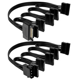 MISYNLON 2Pack 4pin Molex IDE to SATA Power Splitter Cable, 15pin to 5 x 15pin SATA Y Supply Extension Cable for Hard Disk Drive, SSD, Optical Drives