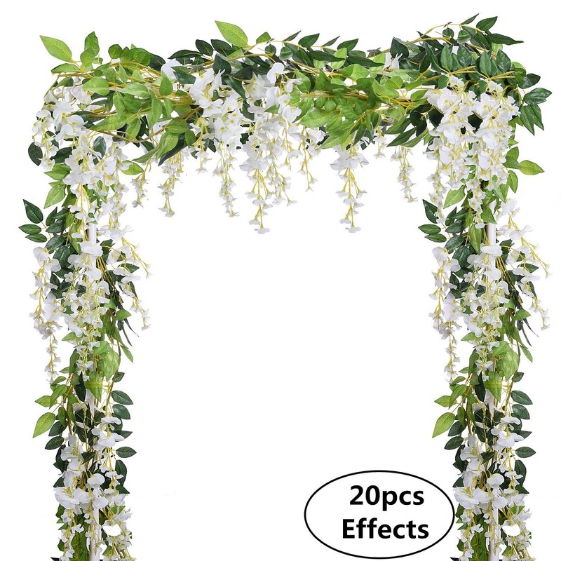 DearHouse 4Pcs 6.6Ft/Piece Artificial Flowers Silk Wisteria Garland Artificial Wisteria