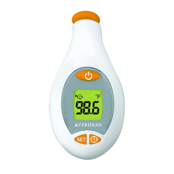 Veridian Healthcare Temple & Underarm Thermometer | Infrared Measurements | Fast 4-Second Readout | Fever Alert | Backlit Display | Programmable Timer | 1-Year Warranty