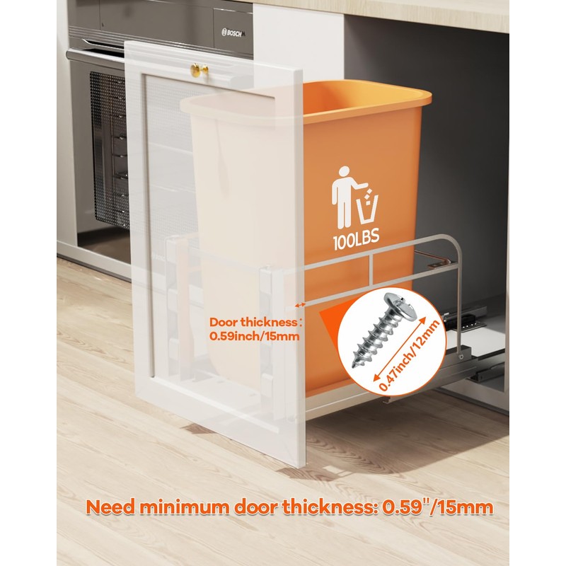LIONONLY Pull Out Trash Can Under Cabinet Kit with Soft-Close