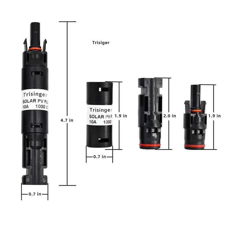 Trisinger 1000V DC Solar PV Connector, Solar Fuse Holder Connector,