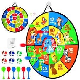 Dart Board Game Set, Double Sided Dart Board with,Indoor & Outdoor Party Games Toys Gifts for 3 4 5 6 7 8 9 10 11 12+ Year Old Boys Girls and Adult (Animal products, 66cm)